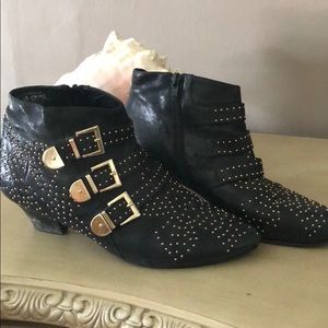 Jeffrey Campbell starstruck booties black gold 9
